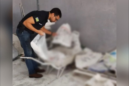 Fiscalização em fábrica de ração animal (Foto: Divulgação/PCGO)