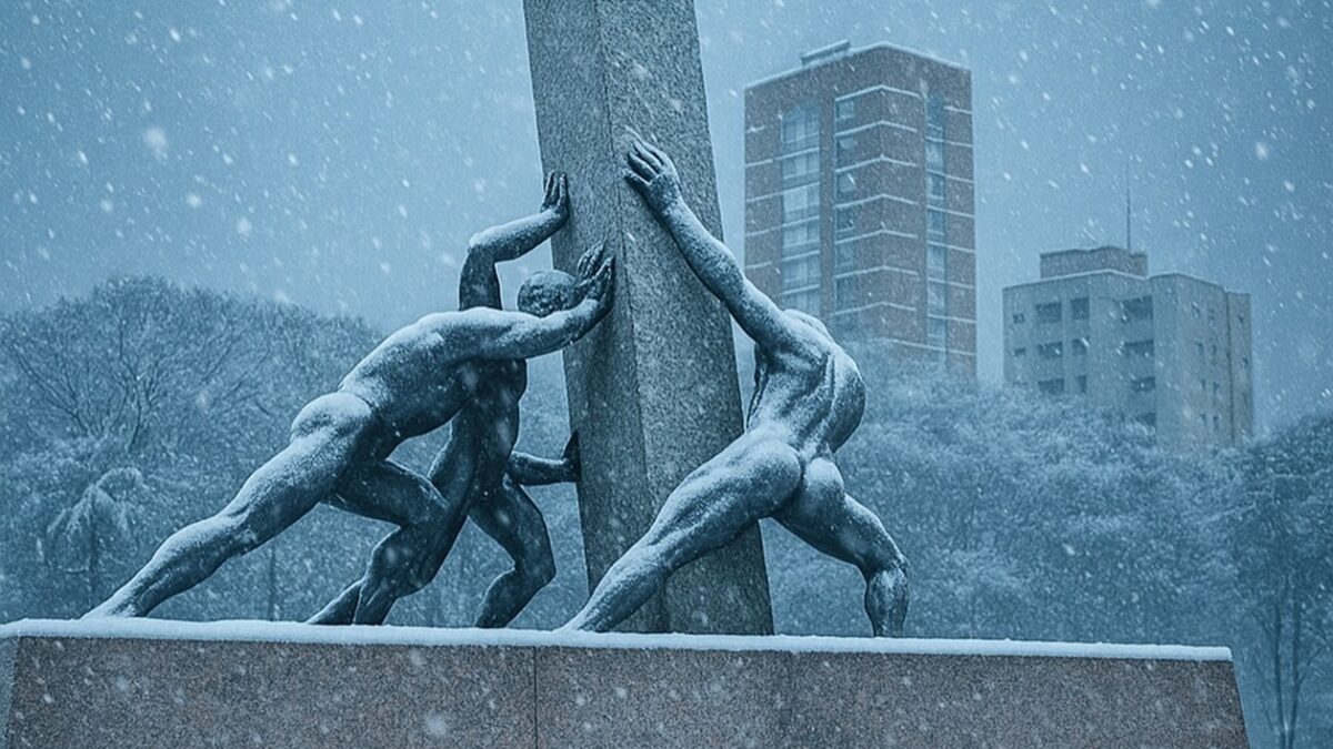 E se nevasse em Goiânia? Imagens mostram como a cidade ficaria Imagens feitas com inteligência artificial (IA) mostram pessoas na neve