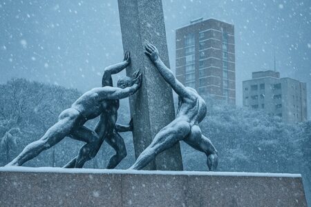 E se nevasse em Goiânia? Imagens mostram como a cidade ficaria Imagens feitas com inteligência artificial (IA) mostram pessoas na neve