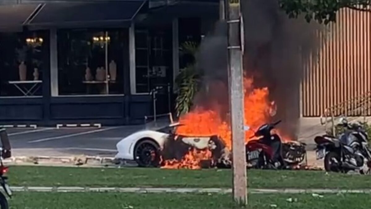 Lamborghini de R$ 1 milhão que pegou fogo em Goiânia não tinha seguro; vídeo Cena aconteceu na Avenida 136, no Setor Marista