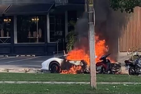 Lamborghini de R$ 1 milhão que pegou fogo em Goiânia não tinha seguro; vídeo Cena aconteceu na Avenida 136, no Setor Marista
