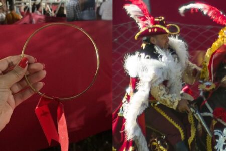 Cavaleiro é expulso das Cavalhadas de Pirenópolis após entregar argola para ex-candidata a prefeita Ynâe Siqueira Curado