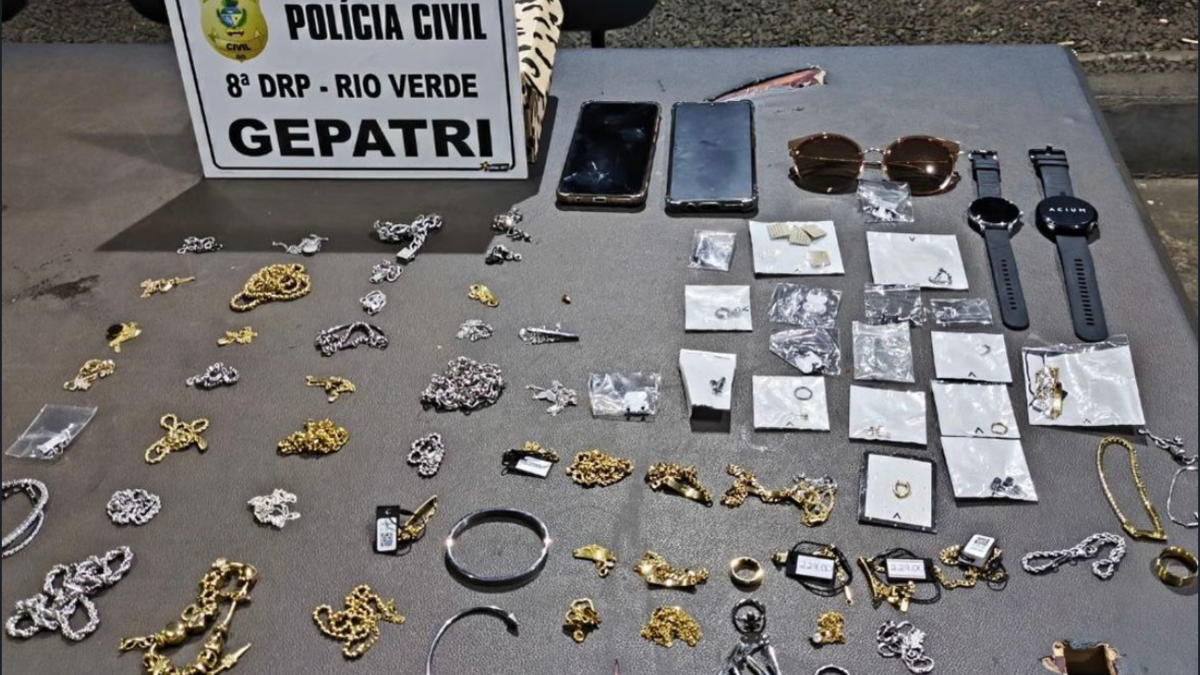 Joias recuperadas após furto em shopping de Rio Verde (Foto: Divulgação/PCGO)