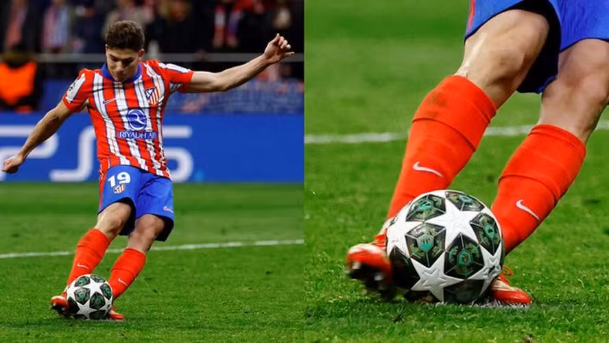 O pênalti cobrado por Julián Álvarez durante o clássico contra o Real Madrid, pela Liga dos Campeões