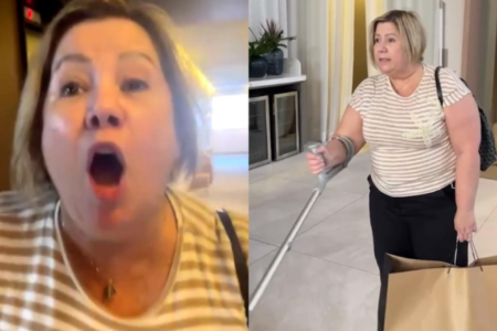 A jornalista Adriana Catarina Ramos de Oliveira Mulher presa por homofobia em shopping de SP faz novo ataque: "boiola depilada"; vídeo