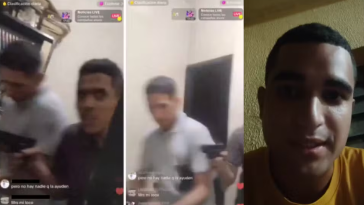 Imagens de recortes do vídeo no momento em que os suspeitos aparecem armados