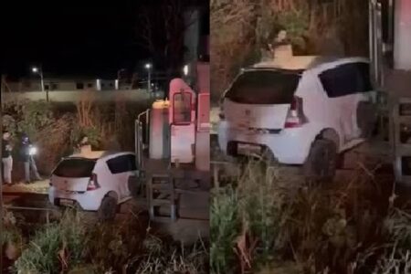 Mulher pula de carro antes de choque com trem no entorno do DF; vídeo Composição ainda arrastou o veículo por metros