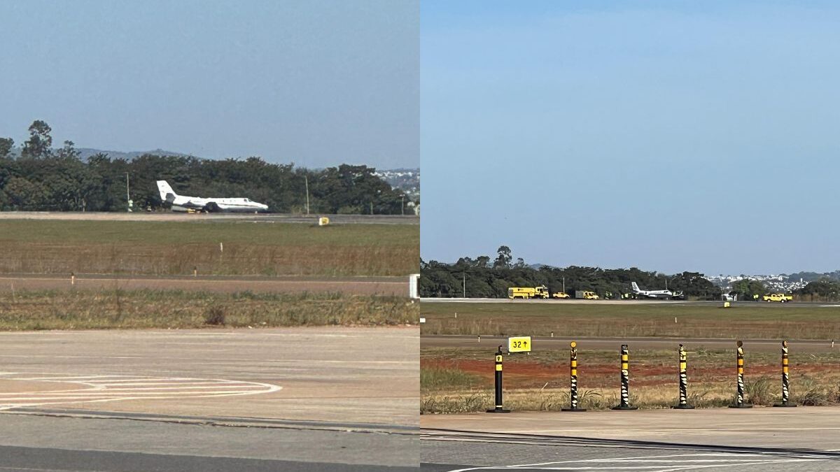 Aeronave com defeito no aeroporto de Goiânia (Foto: @e.noleto_)