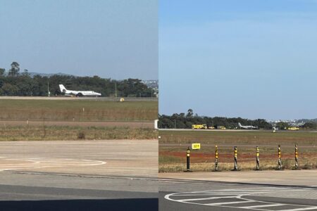 Aeronave com defeito no aeroporto de Goiânia (Foto: @e.noleto_)