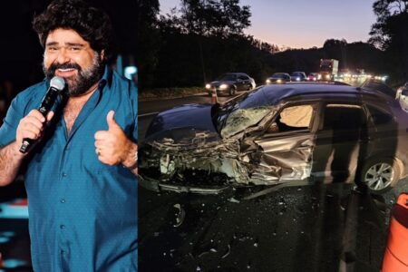 Fabiano, dupla de Cesar Menotti, sofre acidente em rodovia: 'Carro acabou' Veículo com o sertanejo capotou; cantor se manifestou nas redes