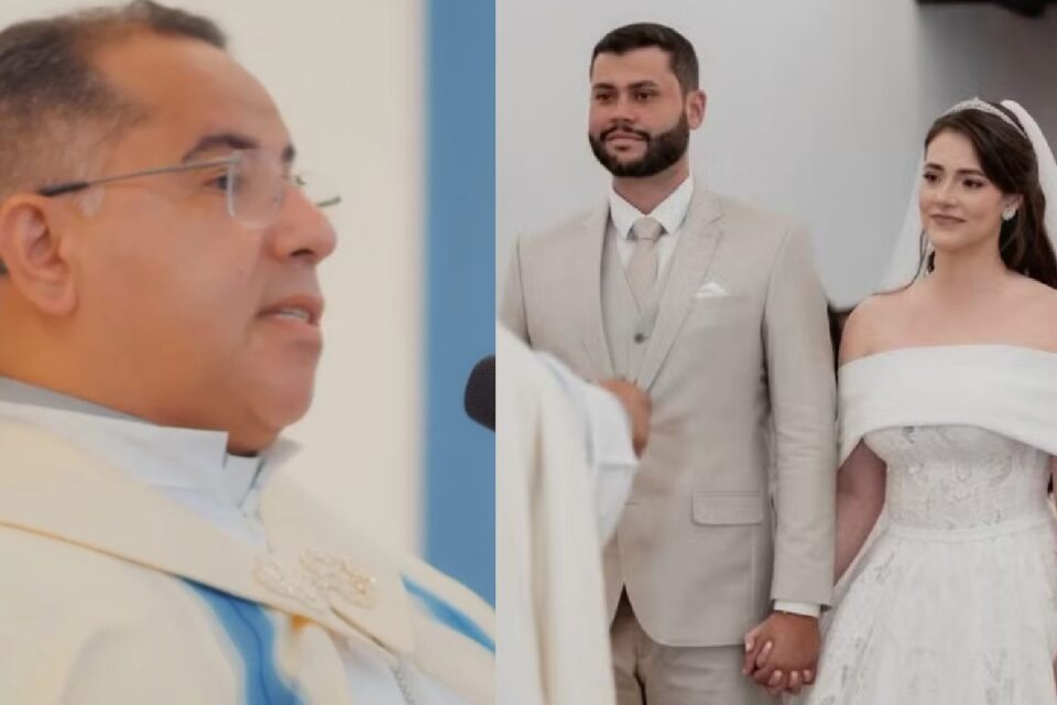 Vídeo compartilhado pela noiva viralizou nas redes sociais Padre perde a paciência com convidados em casamento: “Capinhas de celular sujas”