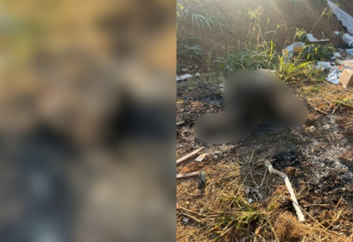 Imagem borrada do corpo carbonizado