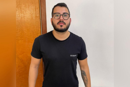 Gabriel Henrique Louredo preso por golpe (Foto: Divulgação/PCGO)