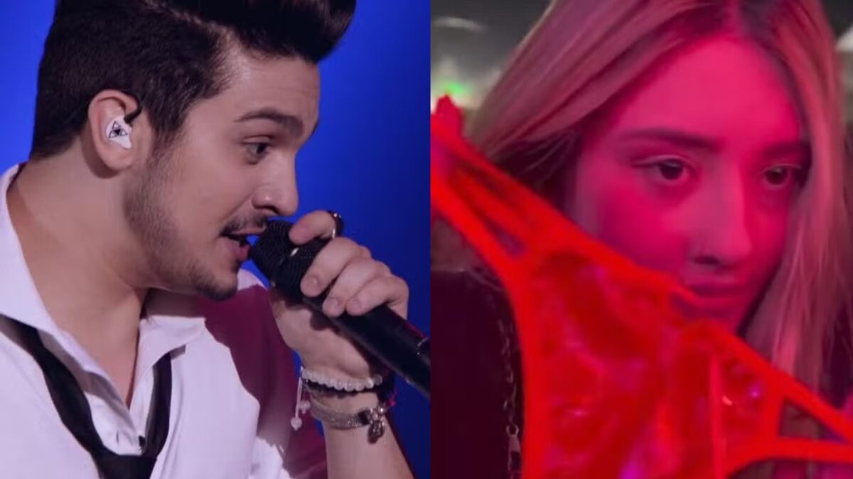 Luan Santana confunde calcinha comestível e morde peça íntima no palco; vídeo Cantor foi criticado por atitude considerada "desrespeitosa"