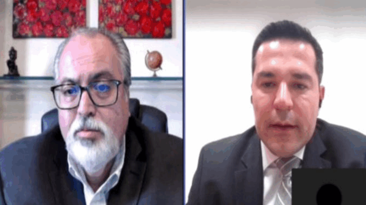 Desembargador Arnoldo Camanho de Assis, coordenador da equipe de correição do CNJ, durante reunião com Rafael Lara (Foto: Reprodução)