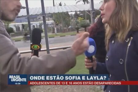 Repórteres da Band e da Record discutem no ar (Foto: Reprodução)