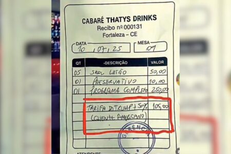 Recibo de cabaré viralizou nas redes (Foto: Reprodução)