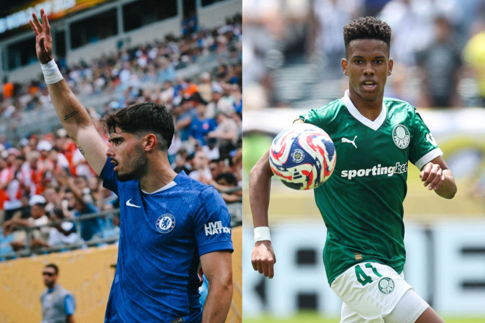 Pedro Neto e Estevão são os destaques de Chelsea e Palmeiras. Fotos: Divulgação – Chelsea e Cesar Greco – Palmeiras