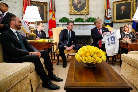 Trump em encontro com Bolsonaro (Foto: Casa Branca)