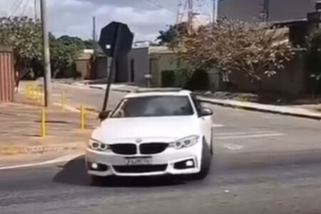 Motorista de carro de luxo realiza manobras de alto risco no Anel Viário 'Cavalo de pau' é um crime previsto no Código de Trânsito Brasileiro