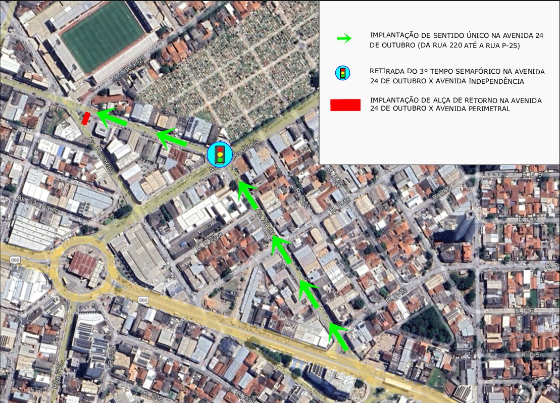 Corredor da 24 de outubro gera alterações no trânsito (Mapa: Prefeitura de Goiânia)