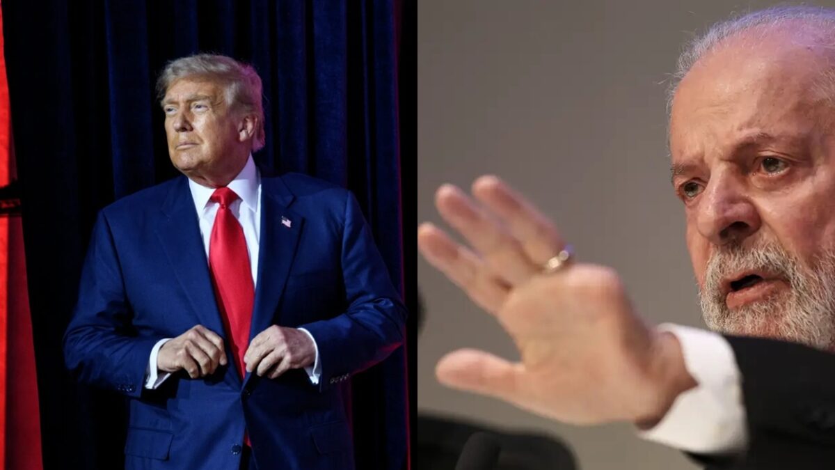 Montagem expressa falta de diálogo entre Trump e Lula (Fotos: The White House/Reprodução e Agência Brasil/Reprodução)