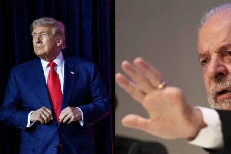 Montagem expressa falta de diálogo entre Trump e Lula (Fotos: The White House/Reprodução e Agência Brasil/Reprodução)