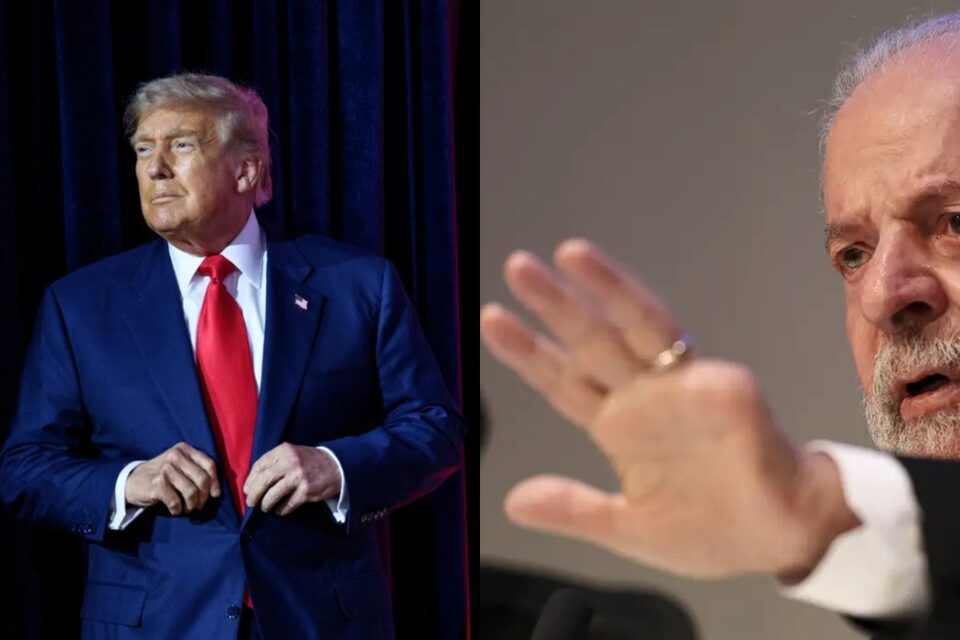 Montagem expressa falta de diálogo entre Trump e Lula (Fotos: The White House/Reprodução e Agência Brasil/Reprodução)
