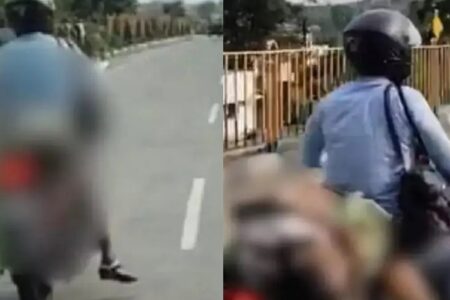 Homem amarra corpo da esposa em moto após atropelamento; vídeo Casal foi atingido por um caminhão em alta velocidade na Índia