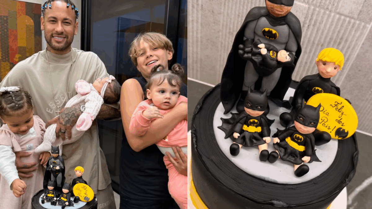 Bruna Biancardi celebra Dia dos Pais com Neymar e os quatro filhos e se declara: 'Me enche de orgulho'