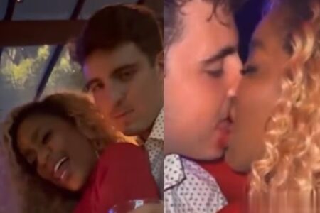 Cariúcha e filho de Gugu Liberato são vistos aos beijos em festa