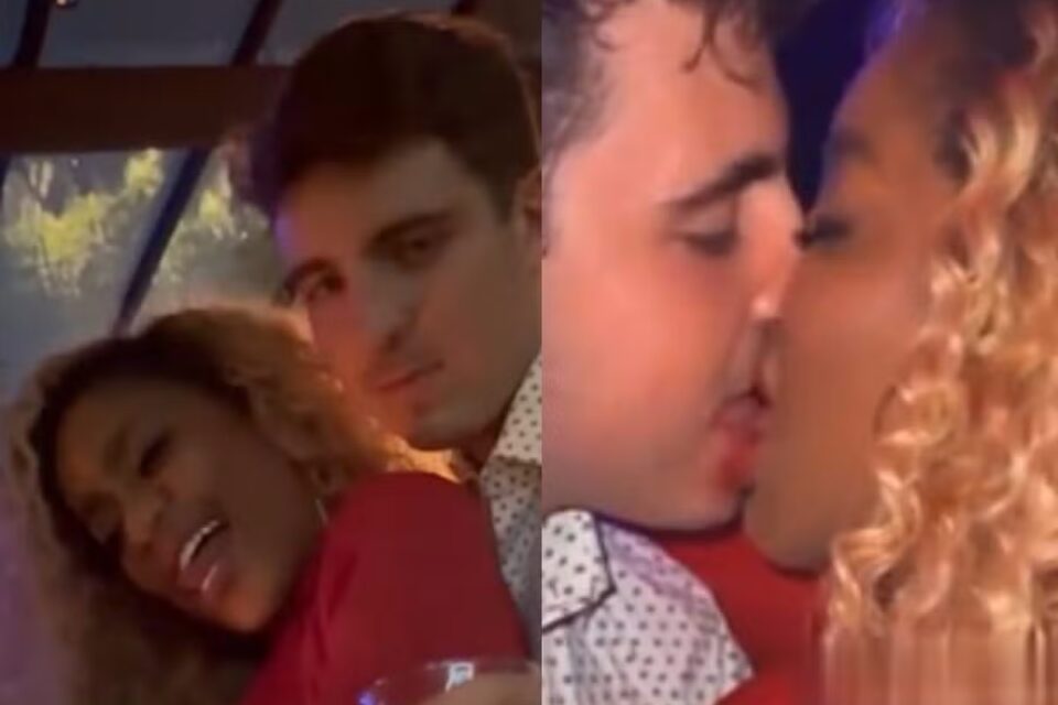 Cariúcha e filho de Gugu Liberato são vistos aos beijos em festa