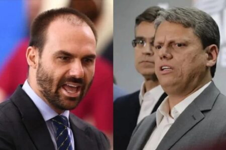 Eduardo Bolsonaro deixará PL para disputar Presidência se Tarcísio for para o partido governador de São Paulo vem causando desconforto