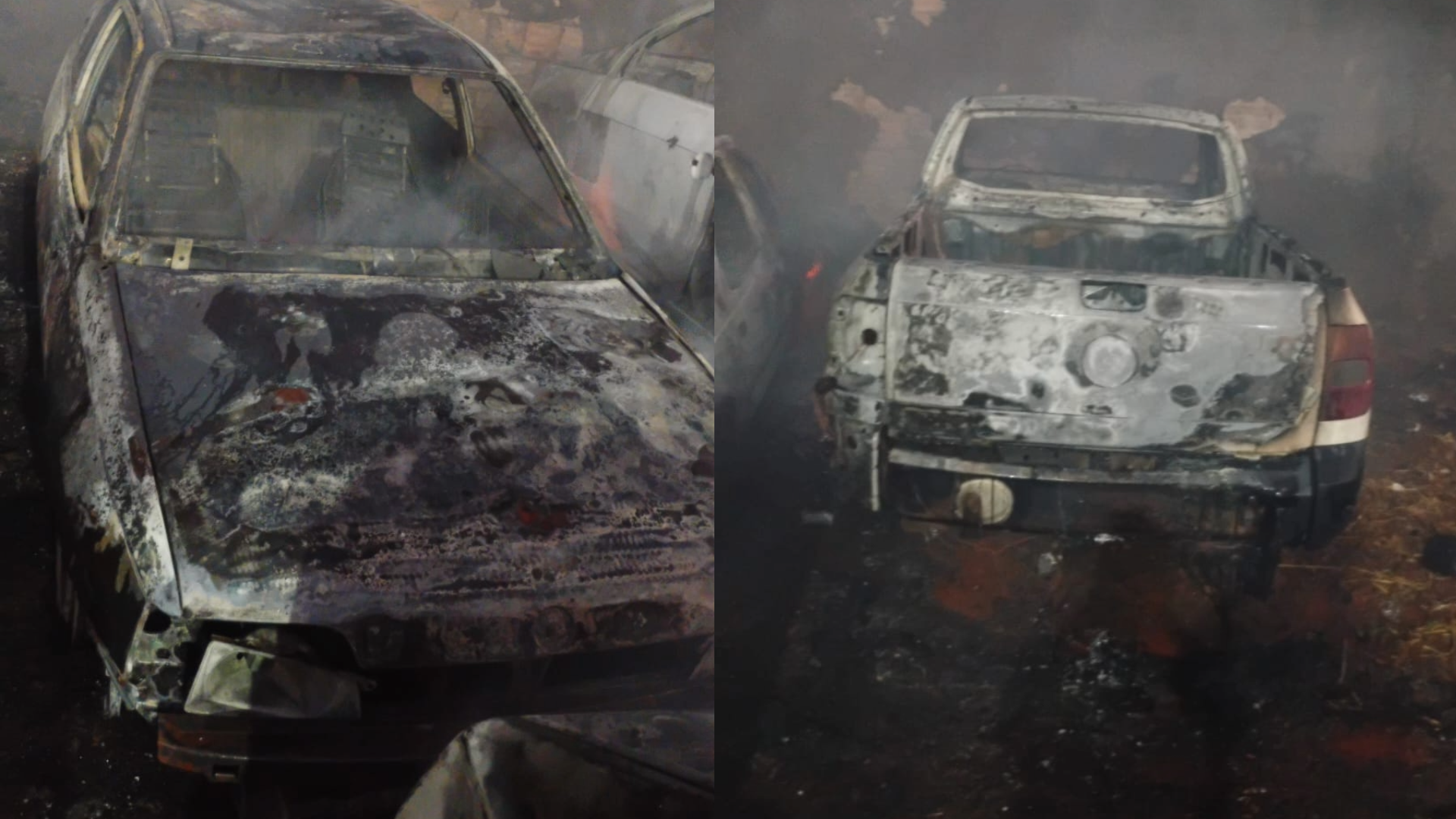 Imagem dos veículos atingidos