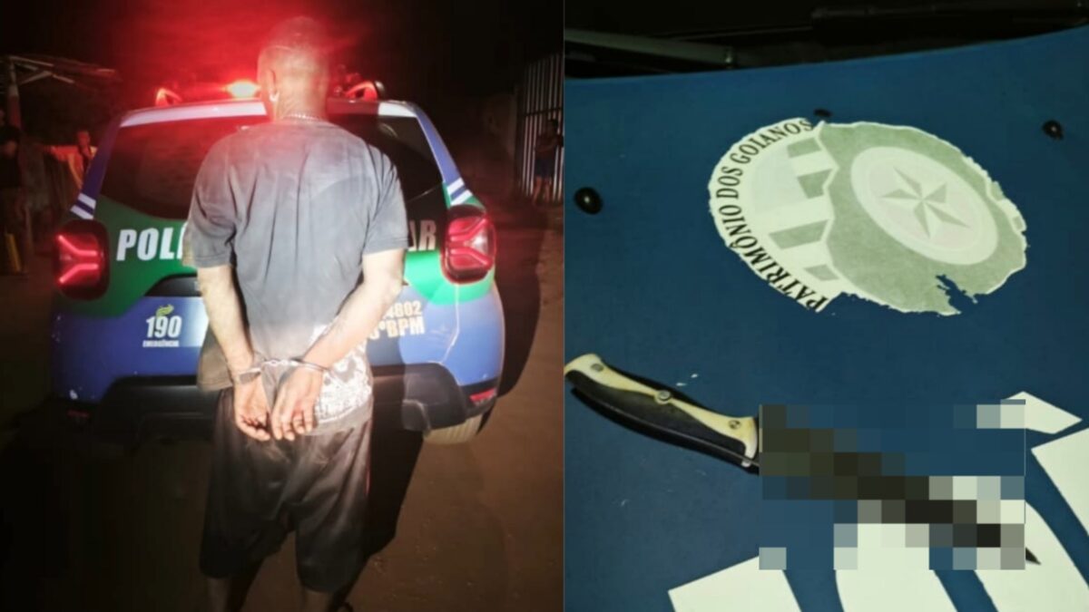 Imagem do suspeito e da faca usada