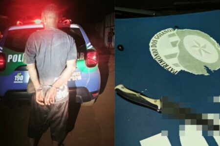 Imagem do suspeito e da faca usada