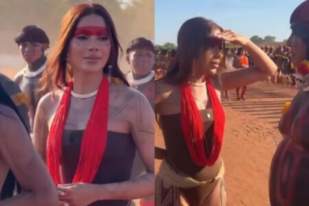 Anitta é criticada por indígena após participar de ritual no Xingu Funkeira visitou a aldeia Kuikuro, no Parque Indígena do Xingu (MT)