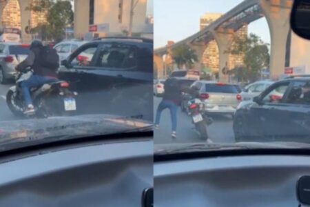 Motorista reage a assalto no trânsito, toma arma e atira em ladrão em SP; vídeo Vítima efetuou três disparos pela janela do carro