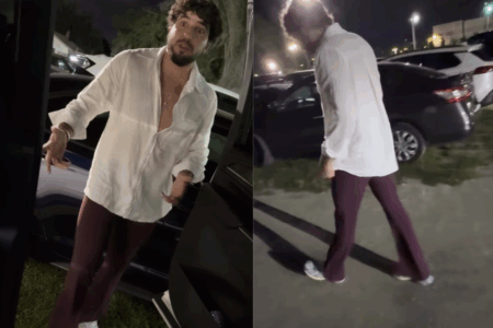 Nattan é impedido de entrar em bar em Orlando por usar shorts e improvisa com calça de Rafa Kalimann