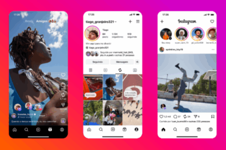 Imagem da tela de celulares mostrando a ferramenta do repost