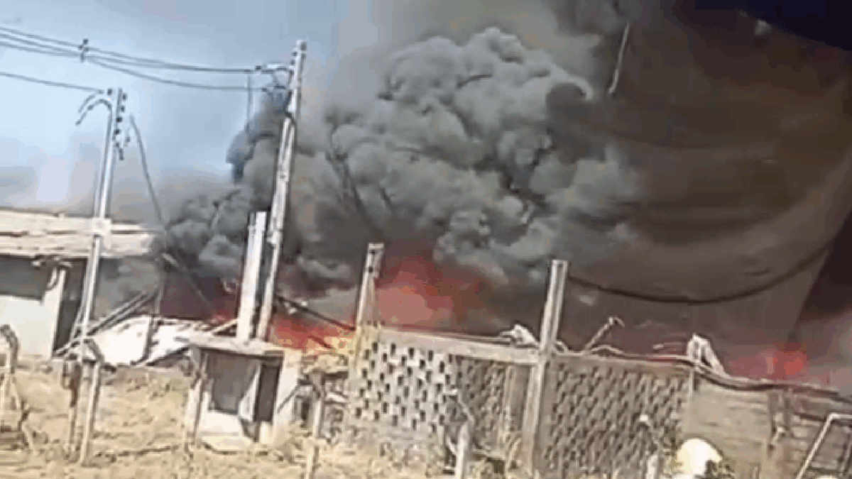 Fogo teria começado em materiais voltados à fabricação de fraldas (Foto: reprodução/Canedo Notícias)