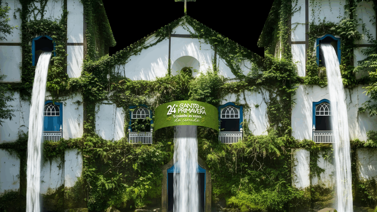 Igreja do Rosário recebe projeção mapeada no Canto da Primavera 2025, em Pirenópolis