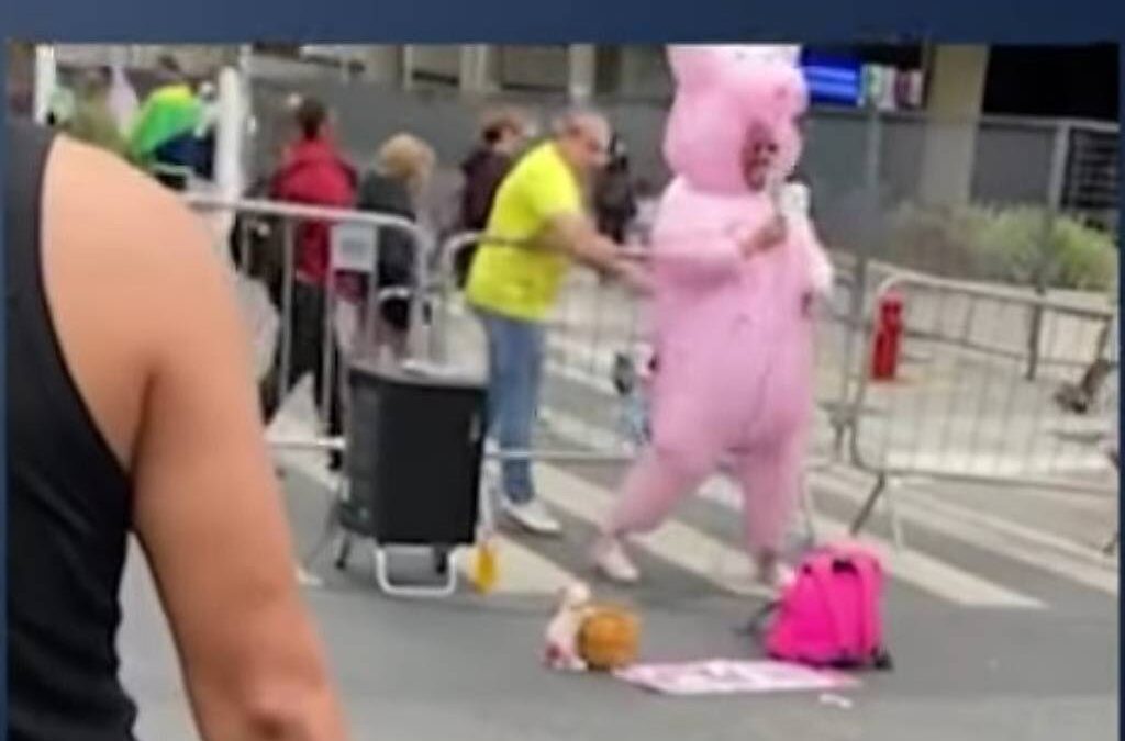 Bolsonarista ataca 'porquinho da Paulista' com garfo durante ato de 7 de setembro; vídeo Influenciador procura suspeito para ocorrência