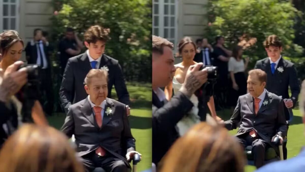 De cadeira de rodas, Faustão leva filha Lara ao altar em casamento em São Paulo