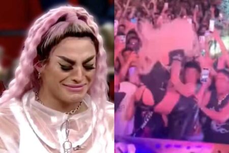 Pabllo Vittar cai no chão ao se jogar na plateia durante show em Goiânia; vídeo boate Roxy e foi registrada pelos fãs da cantora