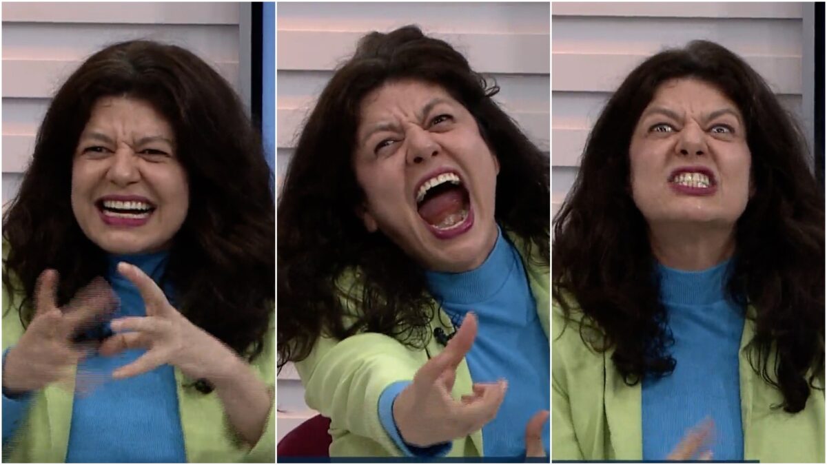 Atriz de "Enterre Seus Mortos" simula cena de terror em telejornal e viraliza nas redes