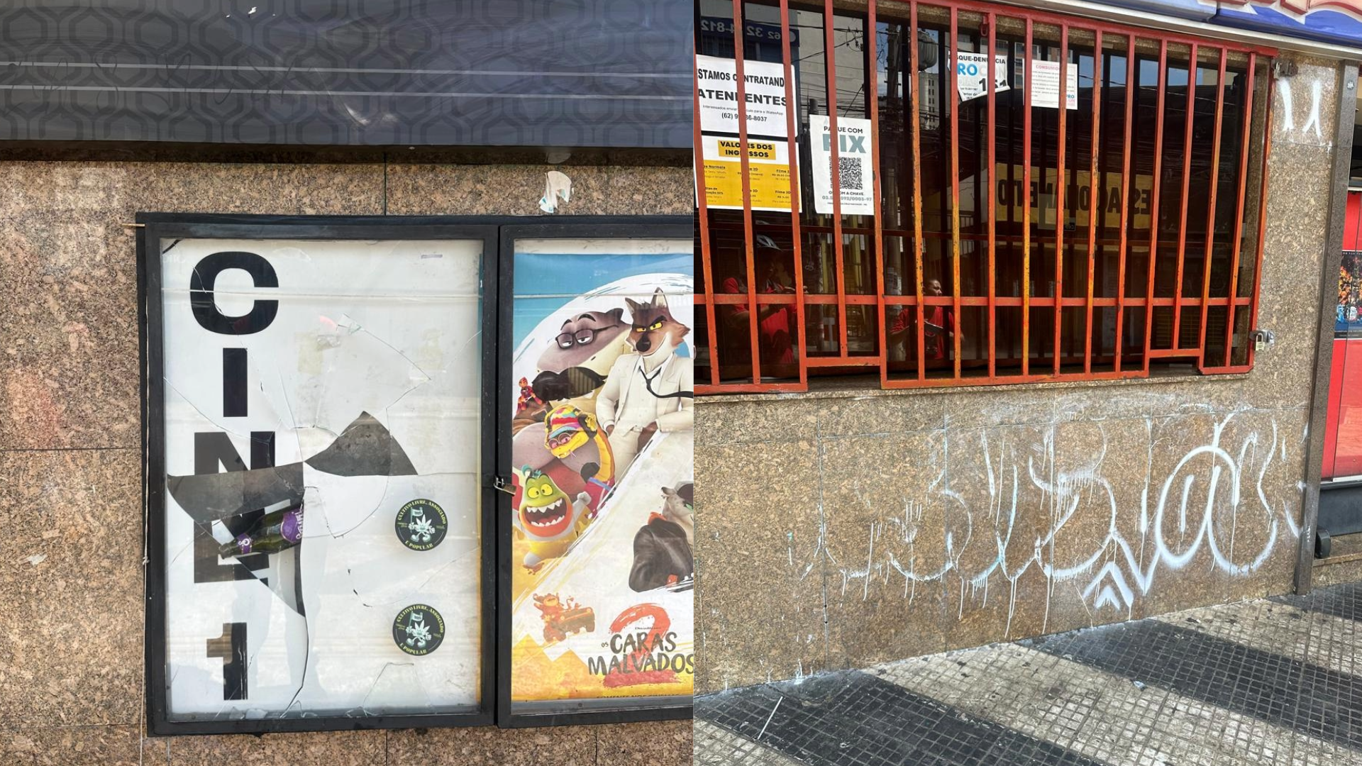 Imagem do local após o vandalismo