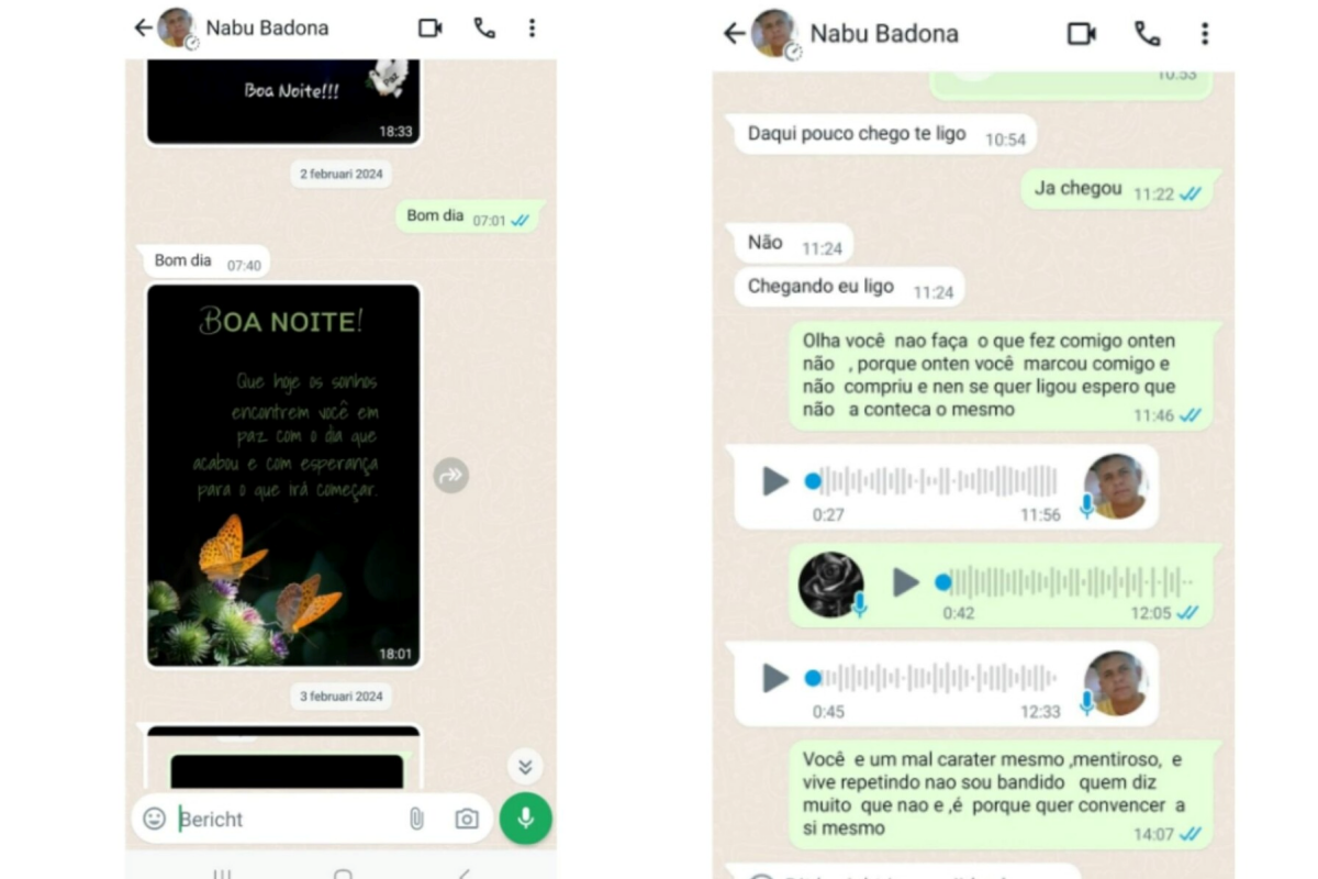 Prints com as conversas 