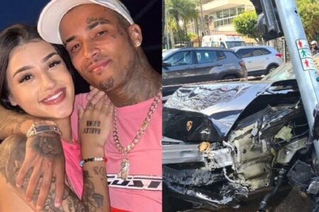 Montagem mostra Gato Preto, namorada e estragos do acidente