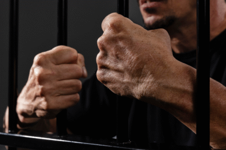 Imagem de um homem atrás das grades